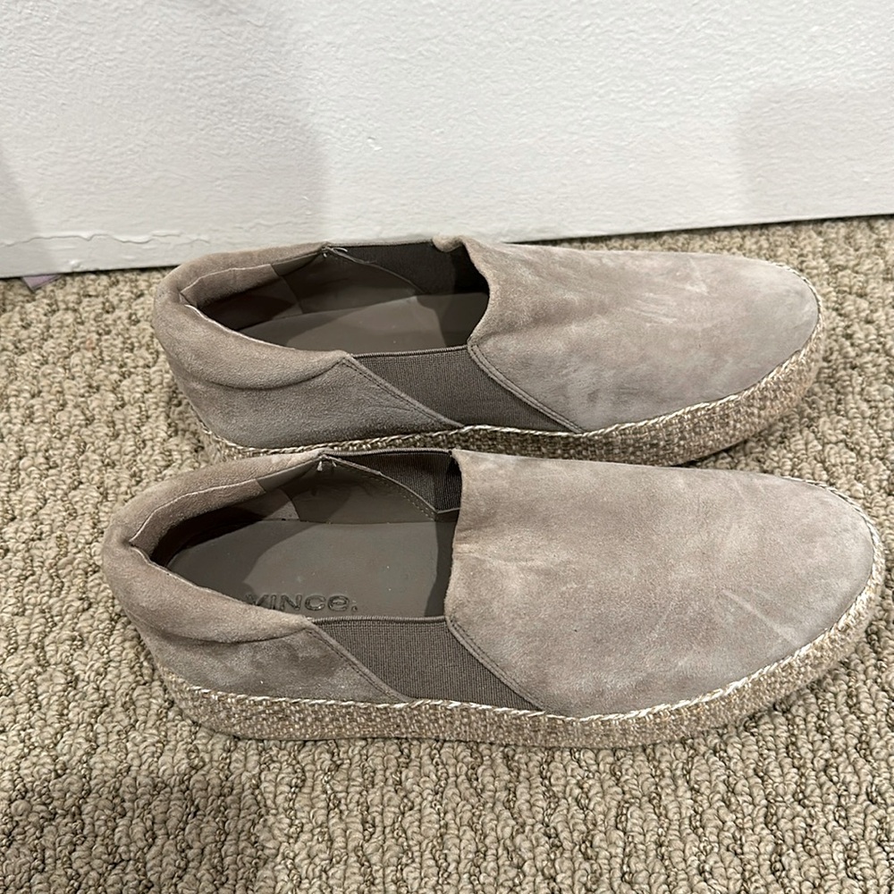 Vince Wilden Platform Shoes: Gray Suede Espadrille size 6.5